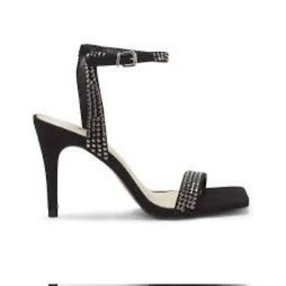 New! Vicence Camuto Saprenda strapped high heels black suede sandals with rhines - Picture 6 of 9